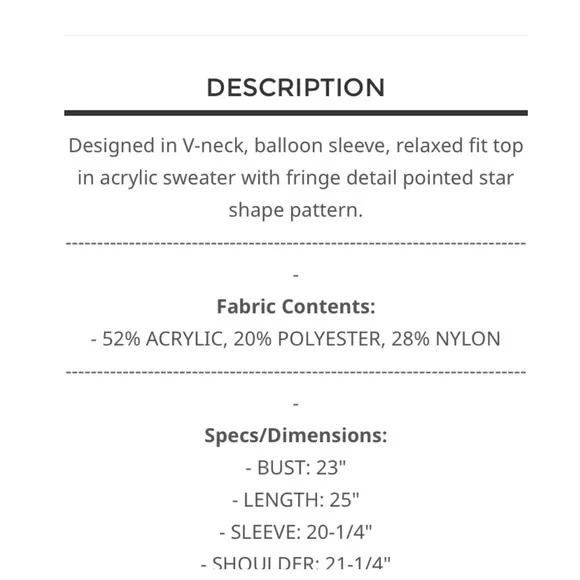 $40 start 332 ⬇️Pretty POL V neck star sweater - Picture 10 of 10